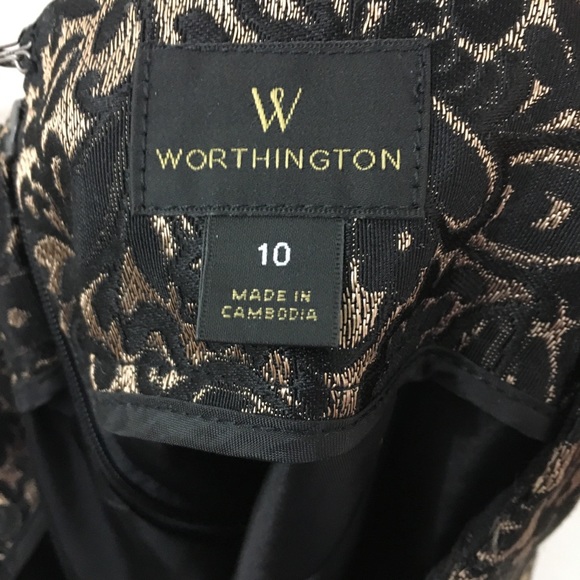 🎈Worthington Gold and Black Brocade Pencil Skirt - Picture 3 of 6